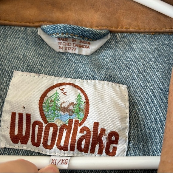 VTG WoodLake Men’s Chore Trucker Jacket XL Leather Denim Rodeo Cowboy Barn Work - Picture 8 of 16